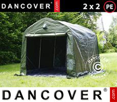 Tenda Garage 2x2x2m PE, con pavimento, Verde/grigio